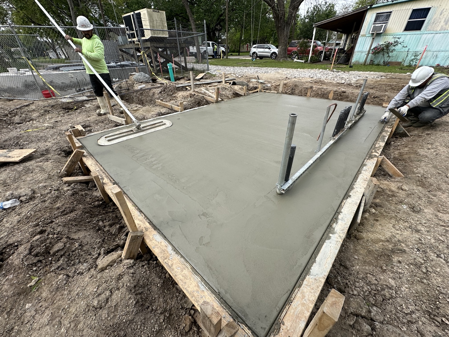 Fresh concrete slab